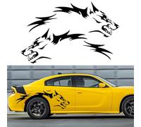 TOMALL 50'' 2Pcs Wolf Car Sticker Decal for Car Body Side Stickers Auto Wolf Graphics Racing Sports Stripes Stickers for SUV Off-Road Vehicles Car Hood Trunk Universal Waterproof Vinyl Sticker (Black)