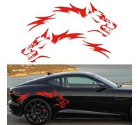 TOMALL 50'' 2Pcs Wolf Car Sticker Decal for Car Body Side Stickers Auto Wolf Graphics Racing Sports Stripes Stickers for SUV Off-Road Vehicles Car Hood Trunk Universal Waterproof Vinyl Sticker (Red)