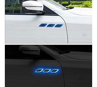 TOMALL 6Pcs 3D Strong Reflective Stripe Sticker for Car Fender Hood Bumper High-Intensity Night Visibility Reflective Decal Safety Warning Diamond Grade Carbon Fiber Universal for Car SUV (Blue)