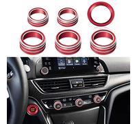TOMALL 6PCS Aluminum Centre Console Switch Cover Compatible with Honda 10th Accord Sedan Sport EX EX-L LX 2018 2019 Sound Volume Knob AC Air Conditioning Knob Engine Start Stop Button Cover Trim (Red)