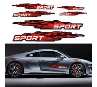 TOMALL 6Pcs Sport Flame Graphics Car Body Side Stickers Flame Racing Sports Stripe Decal for Car Universal Vinyl Self-Adhesive Decal Decoration Accessories for Truck SUV Off-Road Vehicles (Red)