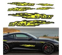 TOMALL 6Pcs Sport Flame Graphics Car Body Side Stickers Flame Racing Sports Stripe Decal for Car Universal Vinyl Self-Adhesive Decal Decoration Accessories for Truck SUV Off-Road Vehicles (Yellow)