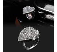 TOMALL Bling Car Engine Start Button Cover Diamond Crystal Push Start Ring Cap Sparkly Accessories Heart Bling Ignition Button Rhinestone Emblem Trim Universal (White)