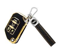 TOMALL for Jeep Key Fob Cover with Keychain, 4 Buttons Soft TPU Key Fob Protector Compatible with Jeep Wrangler JL JLU Rubicon Gladiator JT Sahara JLU Car Key Cover, Black
