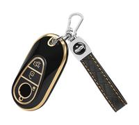 TOMALL for Mercedes Benz Key Fob Cover with Keychain, 3 Buttons Soft TPU Key Fob Protector Fit for Mercedes Benz 2022-2025 S-Class, G-Class, E-Class, C-Class, GLC-Class, SL-Class, EQS, EQE, Black