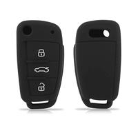 TOMALL Silicone Key Cover Black for Audi A3 A4 A6 A8 TT Q7 3 Buttons Smart Remote Key (Pack of 2)