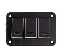 Tomantery 3 Gang Pre Wired Aluminum Alloy Rocker Switch Panel for Boat Car RV Motorcycle Bus DC12V-24V, Universal Application Blue Backlit ON OFF Toggle Switch for Marine, Durable Material