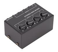 Tomantery 4 Channel Passive Mixer Professional Stereo Mixer for Mixing Instruments CD Players Tape Players, No Power Required, for Computers Mobile Phones Tablets, Metal/Black