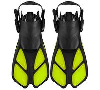 Tomantery Adjustable Swimming Fins Comfortable Long Diving Flippers for Snorkeling, Open Heel Swim Flippers for Diving Swimming Under the Sea, 2Pcs Green Swim Fins (MD)