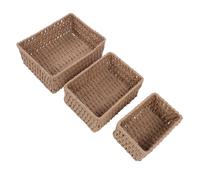 Tomantery Desk Organizers Decorative Wicker Storage Baskets for Shelves Set for Living Room Bedroom Nursery Dorm Office, Handwoven Storage Bins for Pantry Bathroom Kitchen Toilet, 3PCS Wicker Baskets