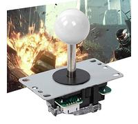 Tomantery DIY Game Button and Joystick Set with Classic Reproduction Sound for PC Game Machine, High Sensitivity Black Single Joystick for Fighting Enthusiasts (White)