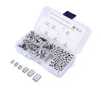 Tomantery Double Drum Ferrule Crimping Sleeve Kit Sturdy and Durable for Wire Rope Cable Line End, Aluminum Material, 180pcs, RV Construction Site