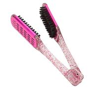 Tomantery Double Sided Hair Straightener Brush, High Temperature Resistant, Spring Design, Styling Tool for Women, ABS Aluminum Hair Brush, Rose Red, 9.4X2X1.2 Inch, for Home Use