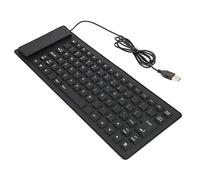 Tomantery Foldable Silicone Keyboard Durable Silent Wired 85 Keys for School Library Evening Work (Black)