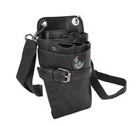 Tomantery Hair Shear Bag Retro Soft Hairdressing Toolbag Black Pouch Organizer for Barber Cases, 8.5 X 4.7in Size for Styling Tools