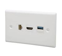 Tomantery HD Multimedia Interface Wall Plate Concealed Cables Easy Snap Fixing for Wall Mounted TVs, Computers, 3 Port Outlet Panel for Home Office