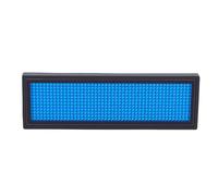Tomantery LED Name Tag Blue Programmable Mini Scrolling Sign for Exhibition Trade Show Hotel, 12x48 Pixels Rechargeable, ABSPixels for IOS App