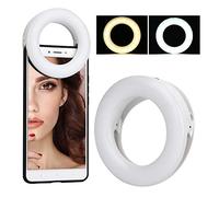 Tomantery LED Ring Fill Light Portable Rechargeable XJ-19 for Mobile Phone Makeup Live Concert, 3 Color Adjustment for Beauty/Cosplay Enthusiasts, ABS Material White