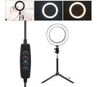 Tomantery LED Ring Light Dimmable Photography Lamp for Shadowless Aperture Effect for Photography Enthusiasts and Makeup Artists 8" Diameter with Tripod and Selfie Stick
