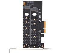 Tomantery M.2 PCIE Adapter Practical Dual SSD Expansion Card for NVMe SSD Convert X4/x8/x16 Slot, Stable Contact for High Speed Transmission for/OS/PCB Porous Design