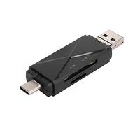 Tomantery Memory Card Adapter, Type C USB 2.0 Double Slot ABS Card Adapter of Heat Dissipation Tab for Mobile Phone (Black 2.0)