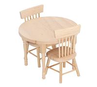 Tomantery Miniature Retro Design Dollhouse Dining Set for Doll House 1:12 Scale Table Chair Furniture