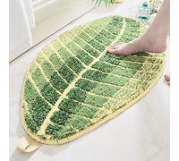 Tomantery Non-slip Leaf-shaped Floor Mat for Living Room Entrance, Absorbent Door Mat for Bathroom & Kitchen, Green Polyester 15.8x23.6in