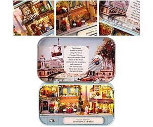 Tomantery Precise DIY Wooden Doll House Box Miniature Toy with LED Light Decoration for Kids Over 14 Years Old Eco-Friendly Crafting Material Christmas, Valentine's Day (#3)