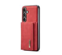Tomantery S25 Magnetic Detachable Wallet Phone Case Convenient for Multiple Cards Cash Photos Tri-fold Stand Function for Hands-free Viewing People on the Go (#25) Red