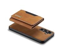 Tomantery S25 Magnetic Detachable Wallet Phone Case Convenient for Multiple Cards Cash Photos Tri-fold Stand Function for Hands-free Viewing People on the Go (#10) Brown
