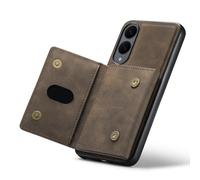 Tomantery S25 Magnetic Detachable Wallet Phone Case Convenient for Multiple Cards Cash Photos Tri-fold Stand Function for Hands-free Viewing People on the Go (#12) Coffee