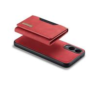 Tomantery S25 Magnetic Detachable Wallet Phone Case Convenient for Multiple Cards Cash Photos Tri-fold Stand Function for Hands-free Viewing People on the Go (#22) Red