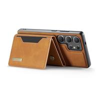 Tomantery S25 Magnetic Detachable Wallet Phone Case Convenient for Multiple Cards Cash Photos Tri-fold Stand Function for Hands-free Viewing People on the Go (#8) Brown