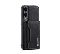 Tomantery S25 Magnetic Detachable Wallet Phone Case Convenient for Multiple Cards Cash Photos Tri-fold Stand Function for Hands-free Viewing People on the Go (#2) Black