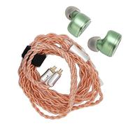 Tomantery Spring2 HiFi Ear Monitor IEM with Detachable Cable for Music Enthusiasts 13mm Ceramic Metal 2 Earbuds + Soft Silicone Ear Tips Set (Olive Green 3.5mm)