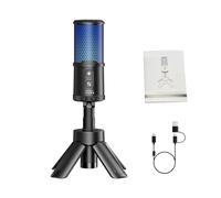 Tomantery USB Condenser Microphone with AI Noise Reduction and Real-Time Monitoring for Streaming and Podcasting, Adjustable Stand, 48kHz, 12.7oz