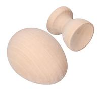 Tomantery Wood Easter Egg Unpainted Smooth Craftable Fake Egg for DIY Decorating Craft Kids Natural Pine Color 4.5cm X 6cm Wood Toy Holder Included for Craft Lovers (Ordinary eggs)