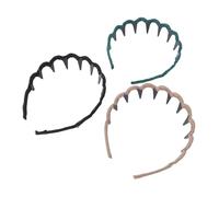 Tomantery Zig Zag Headband Elegant Retro Design Non Slip Comb Headband for Wedding Party Daily Wear (3 Pack Black Green Khaki)