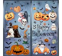 Tomario 8 Sheet Halloween Window Clings Stickers Decoration, 102Pcs Window Decal with Reusable Ghosts Pumpkin Bat Spider Webs Theme Pattern for Halloween Window Decoration Indoor Home Party
