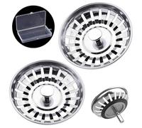 Tomario Kitchen Sink Strainer Plug Stainless Steel Thicken for Kitchen Sink, Hole Diameter 78mm 79mm 82mm 84mm (2 Pack, 78mm, Bonus Storage Case)