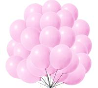 Tomario Pink Party Balloons, 50pcs Pink Latex Balloon, Round Helium Birthday Ballon, Colorful Balloons for Kids, Birthday Party, Wedding, Anniversary, Thick Balloon Garland Arch Supplies Decorations