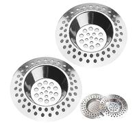 Tomario Stainless Steel Kitchen Sink Strainer Plug, Standard Strainer Drain Protector Hair/Food Catcher for Bathroom, Kitchen, Shower (External Diameter 7cm, Inner Diameter 3.3cm, Pack of 2)