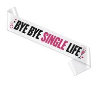 TOMARO Hen Party Sash Bride "Bye Bye Single Life" - White Satin Sash for Hen Night Women, Bride to Be Party and Hen Night