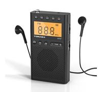 TOMASHI Portable AM FM Radio, Small Radio with Loud Speaker, Headphone Jack, LCD Screen, Battery Powered