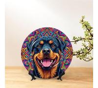 TOMASLINK Dog Memorial Gift for Rottweiler, Pet Memorial Plate, Rainbow Bridge Dog Memorial Gift for Dog Mom, in Loving Memory of My Dog
