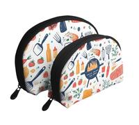 Tomato and Carrot Grill Printed Makeup Bags 2-Piece Portable Shell Travel Toiletry Bag
