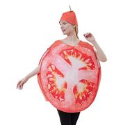 Tomato Costume - Fruit Outfit with Hat for Funny Halloween Style, Eye-Catching Party Look with Easy-Wear Function, Vegetable Dress for Carnival or Event Use, Red Polyester, 65x30 Inch