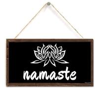 TOMATO FANQIE Namaste Wood Sign Yoga Art Yoga Gifts Yoga Wall Art Meditation Room Size 5 X 10 Inch (US-G011)