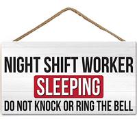 TOMATO FANQIE Night Shift Worker Sleeping Do Not Disturb Hanging Plaque Plastic Door Sign 12" x 6" US-G092