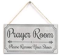TOMATO FANQIE Prayer Room Please Remove Your Shoes' - Door Sign - Handmade Shabby Chic Wooden Door Sign/Plaque Wooden Hanging Sign 5" X 10" (US-G041)